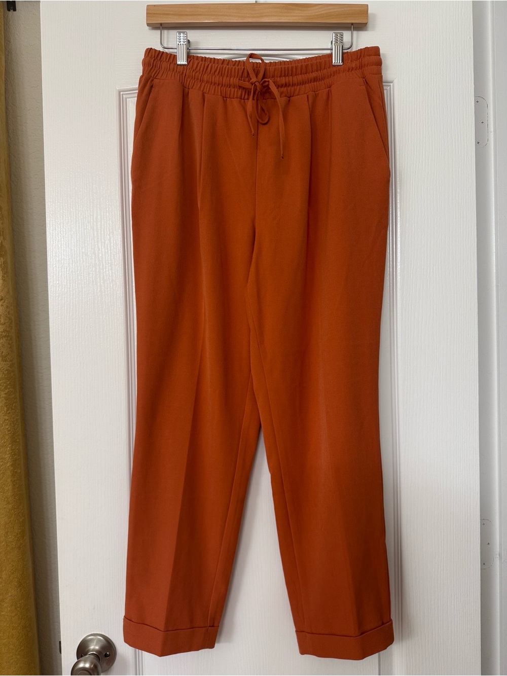 Ann Taylor Factory • Rust Orange Pull On Drawstring Cuffed Pants Small